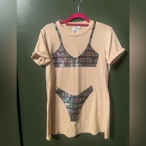 QUEEN OF SPARKLES Cream Sequin Swim Coverup